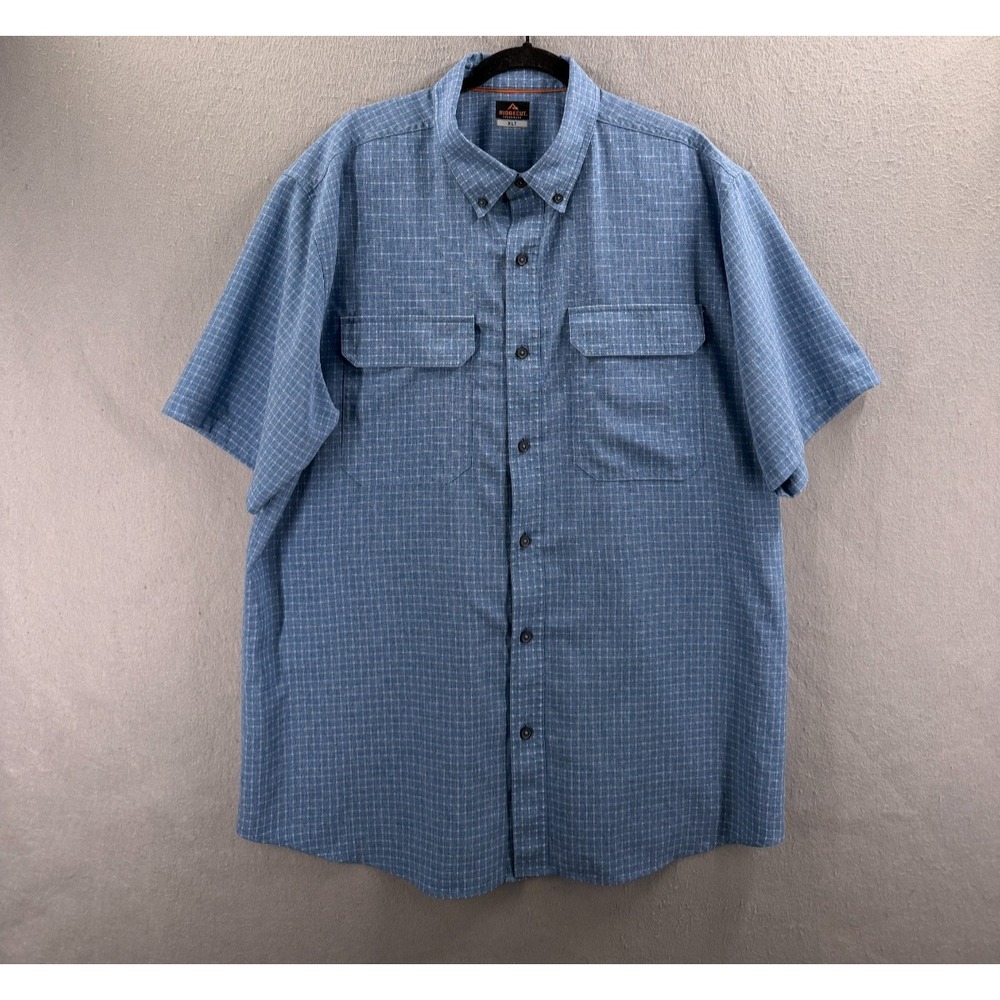 Ridgecut Toughwear Shirt Mens XLT Blue Button Up Work Utility Performance